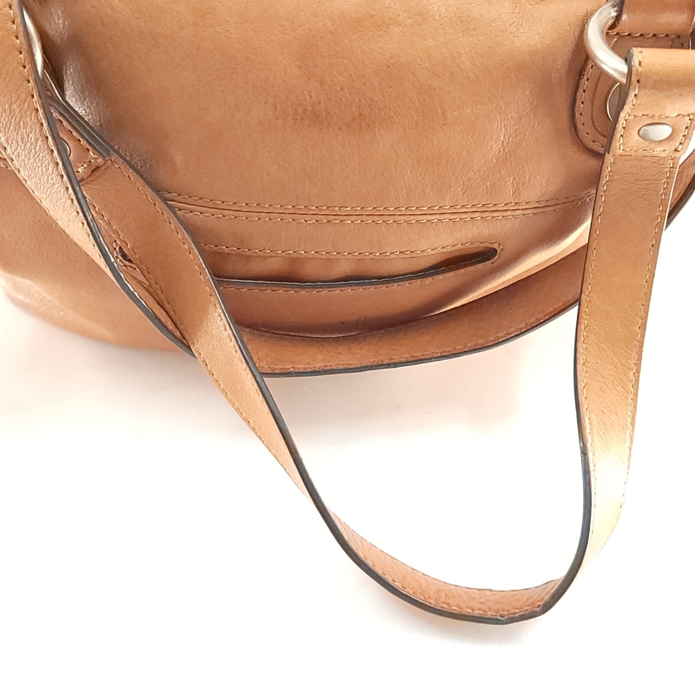 Fossil Shoulder Handbag Tan Leather Distressed Floppy - Picture 13 of 16